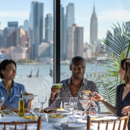 friends eating at restaurant